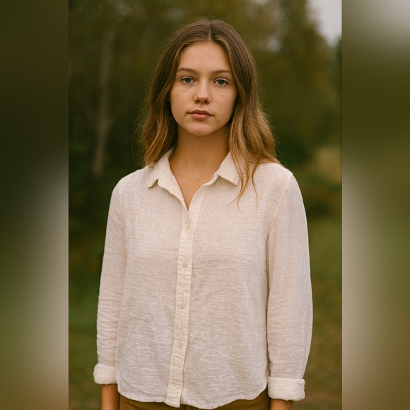 Marine Layer 100% Cotton White Button Down Top Womens Size LG Coastal Cruise - Picture 1 of 11